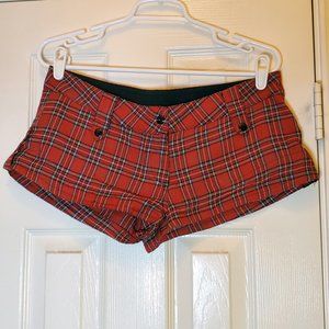 LIP SERVICE Fetish red plaid low rise short shorts 9 vintage punk